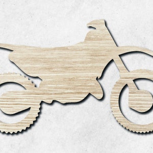 Moto de cross de madera sin terminar para manualidades: varios tamaños disponibles