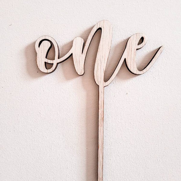 Number Wood Cake Topper Cursive Calligraphy
