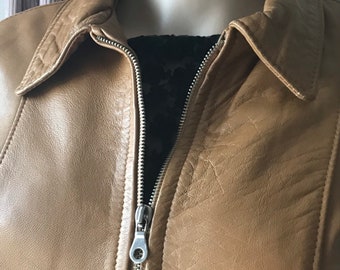 Vintage leather tan bomber jacket