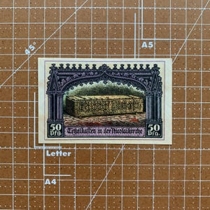 Germany 50 Pfennig Notgeld 1920&#39;s, Era Between WWI and WWII German Currency WW1, WW2. Due to Coin Shortage These small Change Notes Printed.