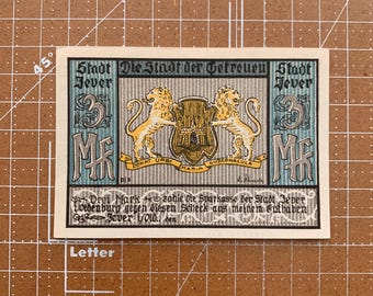 Rare Germany 3 Mark Notgeld. 1920's, Era Between WWI and WWII German Emergency Currency WW1, WW2.