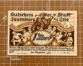 Germany 1 Mark Notgeld. 1920's, Era Between WWI and WWII German Emergency Currency WW1, WW2.