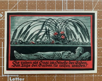 Ciudad de Hamburgo. Notgeld alemán. Lea los detalles. Tamaño pequeño. Billete alemán. Objetos de recuerdo de la Primera Guerra Mundial. Primera Guerra Mundial.