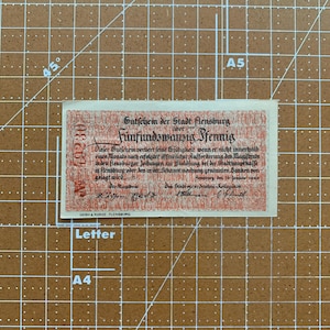 Germany 25 Pfennig Notgeld 1920&#39;s, Era Between WWI and WWII German Currency WW1, WW2. Due to Coin Shortage These small Change Notes Printed.