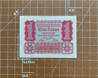 Billete diminuto de 1 corona austríaca de 1922, moneda mundial austriaca vintage sin circular, posterior a la Primera Guerra Mundial, papel moneda de una sola cara. Retrato de una niña en el anverso.