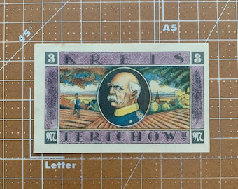Rare Germany 3 Mark Notgeld. 1920's, Era Between WWI and WWII German Emergency Currency WW1, WW2.