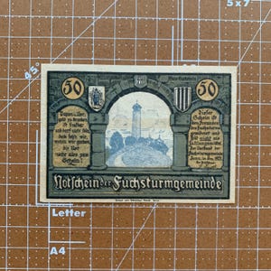 Germany 50 Pfennig Notgeld. 1920&#39;s, Era Between WWI and WWII German Currency WW1, WW2. Due to Coin Shortage These small Change Notes Printed