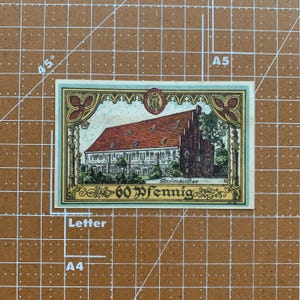 Germany 60 Pfennig Notgeld 1920&#39;s, Era Between WWI and WWII German Currency WW1, WW2. Due to Coin Shortage These small Change Notes Printed.