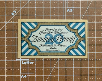Bawaria, Monachium, Niemcy 20 fenigów notgeld. 1921, okres między I a II wojną światową Niemiecka waluta awaryjna. I wojna światowa, II wojna światowa. Bawarski banknot monachijski.