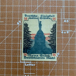 Germany 25 Pfennig Notgeld. 1920&#39;s, Era Between WWI and WWII German Currency WW1, WW2. Due to Coin Shortage These small Change Notes Printed