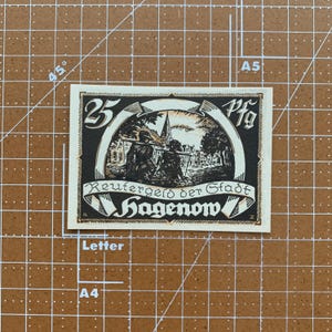 Germany 25 Pfennig Notgeld 1920&#39;s, Era Between WWI and WWII German Currency WW1, WW2. Due to Coin Shortage These small Change Notes Printed.