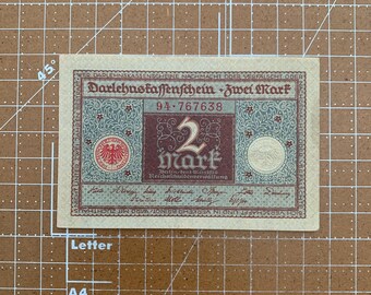 German 2 Mark 1920. Germany Post WW1 WWI Currency.