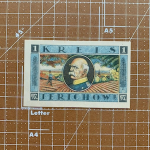 Germany 1 Mark Notgeld. 1920&#39;s, Era Between WWI and WWII German Currency WW1, WW2. Due to Coin Shortage These small Change Notes Printed