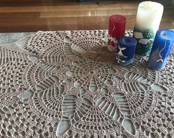 Doily / Table Topper / Table Centre / Handmade Crochet / Cotton / Beige / Openwork / Home Decor by JuliaKnitBoutique