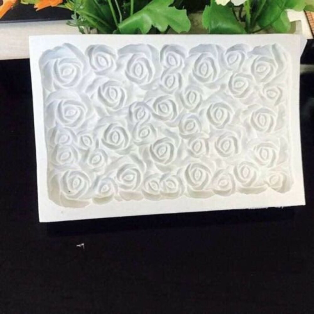 Rose Flower Slab Mould / Mold Silicone Craft or Baking Supply Mould for