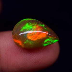 Natural Ethiopian Opal Cabochon Pear Opal Gemstone Loose Opal 8.30 Ct, Multi Fire Opal 17.5x11.8x9 mm Handmade Making Jewelry