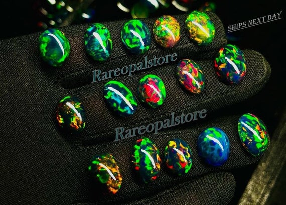Natural Ethiopian Black Opal Cabochon Lot: Mix Shape, AAA Grade
