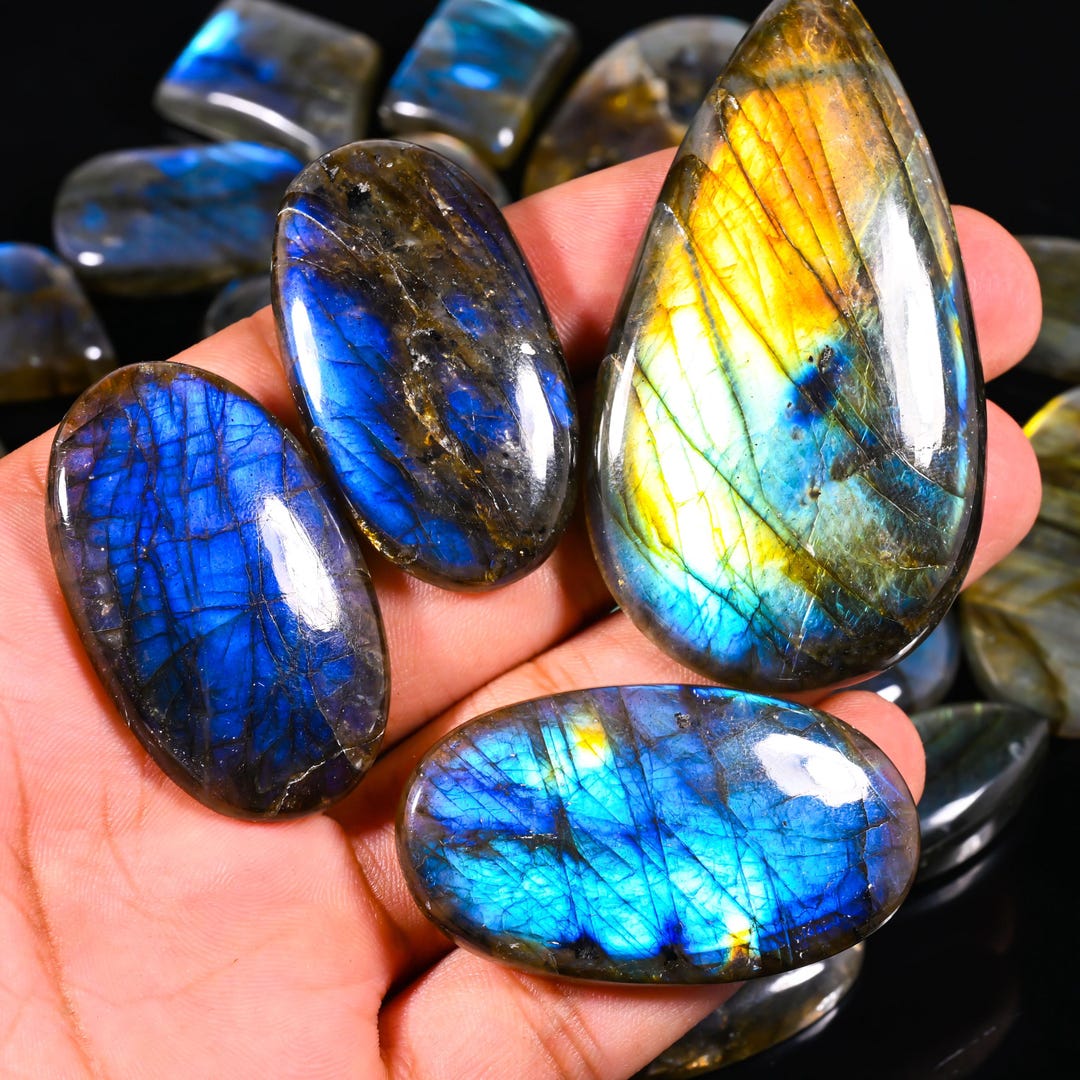 AAA Labradorite Cabochon Lot, Multi-fire Mix Shape Gemstones