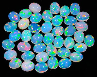 AAA Ethiopian Opal Cabochons, 8x10mm Oval Gems, Pack of 10