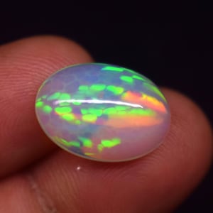 Multi Fire 6.1  Carat Natural Ethiopian Opal , Gemstone Oval Shape Honeycomb Opal , Cabochon Gemstone, 17.2x12.5x6.6 MM.