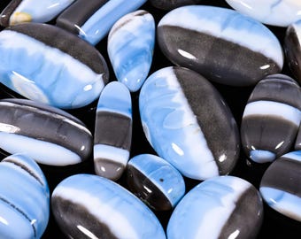 Natural Blue Owyhee Opal Cabochons, Jewelry Making Lot