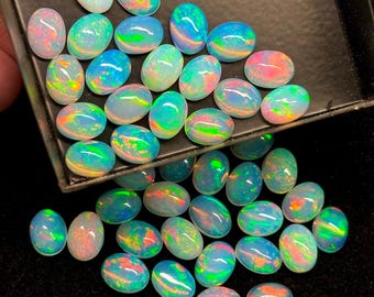 AAA+++ Top Quality Natural Ethiopian White Opal Cabochon Lot Welo Opal Making Jewelry
