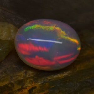 1.80 Carat Natural Ethiopian Opal Loose Gemstone, Oval Shape Opal Cabochon Gemstone October Birthstone, size 9.9x7.7x4.9 MM