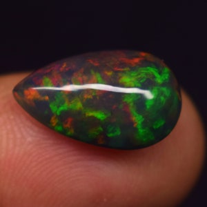 15.2X9.9X6.7 mm Opal -Natural Black Ethiopian Fire opal- Black Opal - Welo fire opal - October birthstone - Opal Stone-Opal Cabochon.