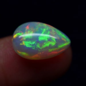 Opal Gemstone Natural Ethiopian Opal ,Rare Pear Opal Gemstone , Opal Pear Multi Pattern Opal 5.40 Ct, 16.1x10.8x6.6 mm