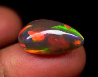 6.6 Carat Multi Fire 100% Natural Black Ethiopian Opal 18.5x10.1x7.5 MM, Opal Loose Stone, Honeycomb Fire Ethiopian Opal Cabochon Gemstone.