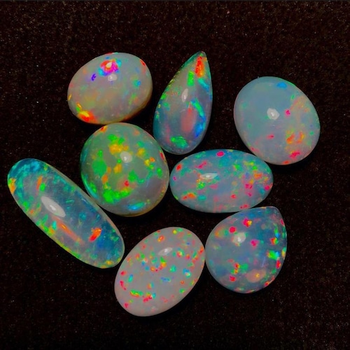 Opale Bianco 10 X 7 X 4 Mm 1 Pz Cabochon Opale Bianco Di Qualità Rara 1 Pz Cabochon Ovale Opale Etiope Opale Naturale Welo Multi Fuoco Opale Sciolto Gemma Per La - Foto 12