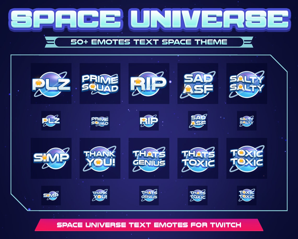 50 Set Space Universe Emotes for twitch emotes youtube | Etsy