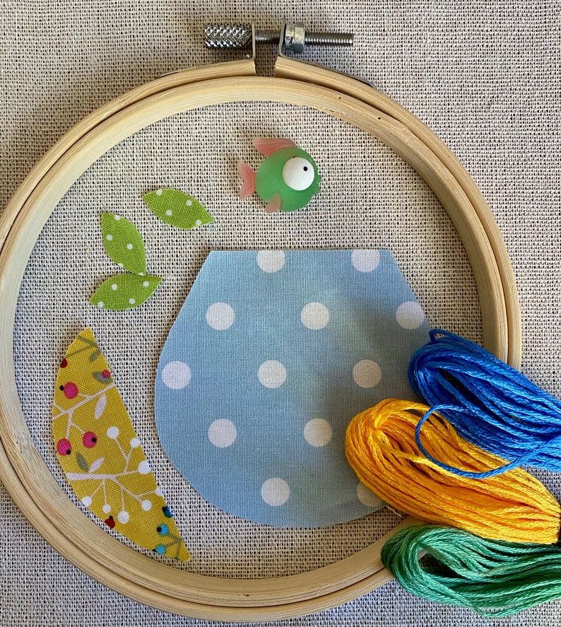 Aquarium Pisces Craftily creative Hand embroidery DIY Hoop Art Bordado Aqu\u00e1rio Peixe Gift idea Fish Bowl Embroidery Kit