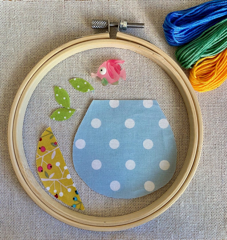 Aquarium Pisces Craftily creative Hand embroidery DIY Hoop Art Bordado Aqu\u00e1rio Peixe Gift idea Fish Bowl Embroidery Kit