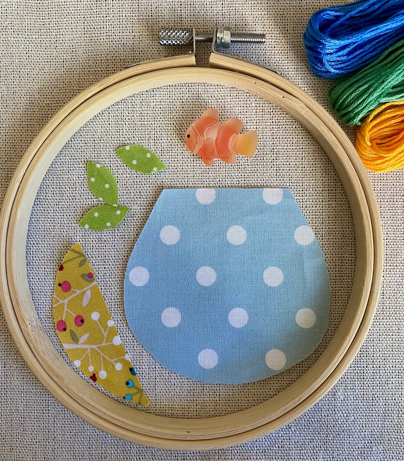 Aquarium Pisces Craftily creative Hand embroidery DIY Hoop Art Bordado Aqu\u00e1rio Peixe Gift idea Fish Bowl Embroidery Kit