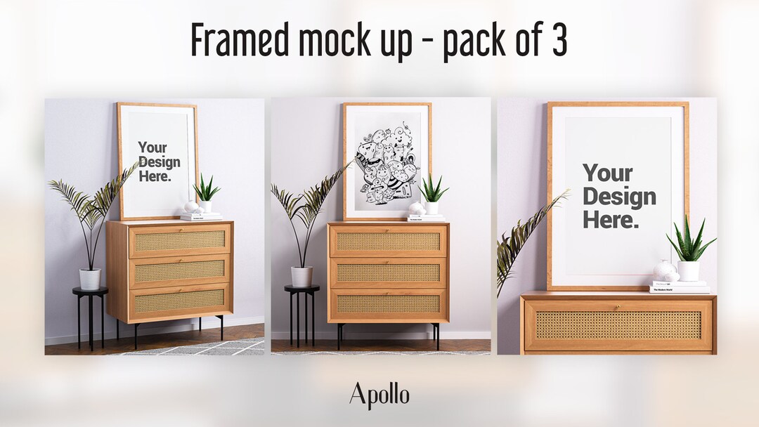 Mockup de moldura, Mockup de 3 pacotes, Mockup PSD, Mockup emoldurado ...