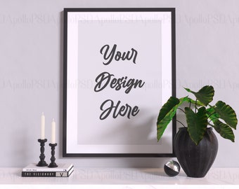 Vertical mock up frame, Black frame mockup, A4 frame mockup, Empty frame, Vertical black frame