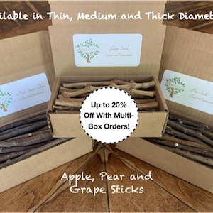 Organic Chew Sticks for Small Pets, Variety of Sizes & Flavors, All Natural-No Harmful Spray, 6x3x2 Box (10oz) FREE SHIPPING