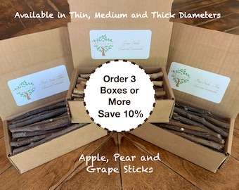 Chew Sticks for Small Pets, Variety of Sizes & Flavors, All Natural-No Harmful Spray, 6x3x2 Box (10oz) or BULK 10x6x5 (4lb) FREE SHIPPING