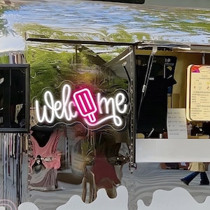 Sinal de néon de sorvete de boas-vindas, sinal de néon led para carro de sorvete, sinal de luz de sorvete personalizado, luz de decoração de bar de sorvete, arte de sinal de néon de bar de café
