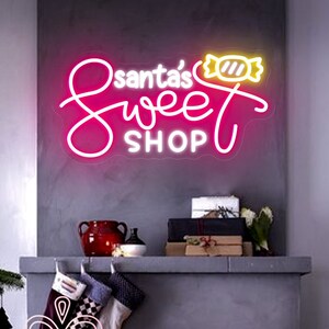 Placa de néon personalizada para loja de doces, decoração para loja de doces, placa personalizada para loja de doces, brinde comercial personalizado, presente de inauguração para loja de doces