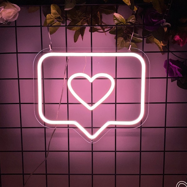 Like Neon Sign Bedroom Custom Salon Decor Social Media Heart likes Sign Pink Heart Led Light Sign For Shop Bar Office Room Party Wall Decor