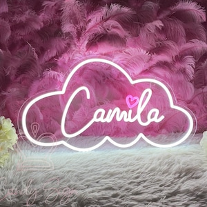 Insegna al neon personalizzata con nome Cloud, insegna al neon per camera da letto, regalo per festa di compleanno per bambini, decorazione da parete per la casa, insegna con nome a LED, decorazione per dormitorio, regalo di Natale per bambini