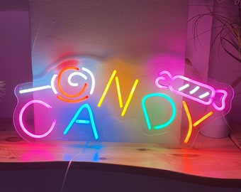 Candy Neon Sign,Custom Neon Sign, Pink Led Light Sign,Sugar Store Sign,Neon Bar Sign, Neon Art, Party Apartment Home Bedroom Wall Decor