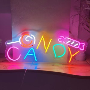 Candy Neon Sign, Niestandardowy Neon Sign, Różowy Znak Światła Led, Znak Sklepu Cukrowego, Znak Neon Bar, Neon Art, Party Apartment Home Bedroom Wall Decor