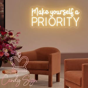 Enseigne au néon prioritaire,Décor néon personnalisé de salon de beauté,Décor amour de soi,Enseigne Soins personnels,Décoration de studio,Enseigne de salon de beauté,Cadeau de salon