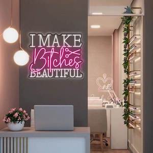 Eu faço cadelas, lindo letreiro de neon, decoração de neon personalizada para salão de beleza, letreiro de luz para sala de beleza, letreiro de led para salão de cabeleireiro, letreiro de acrílico personalizado
