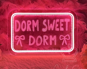 Dorm Sweet Dorm Neon Sign,Custom Dorm Room Sign,USB Neon Sign For College Girls,Laser Engraving Neon Art,College Dorm Decor,Gift for College