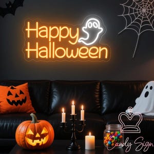 Happy Halloween Neon Sign Custom Halloween Spooky LED Neon Light Halloween Home Decor Halloween Party Decor Spooky Party Sign Halloween Gift