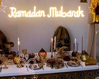 Ramadan Mubarak Neon Sign, Custom Eid Mubarak LED Neon Sign, Ramadan Mubarak Party Decor, Islamic Home Wall Decor,Personalized Ramadan Gifts